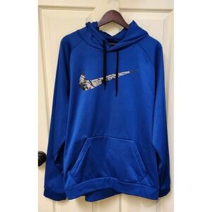 Men Nike Dri-fit Blue Hoodie/ Front Pocket